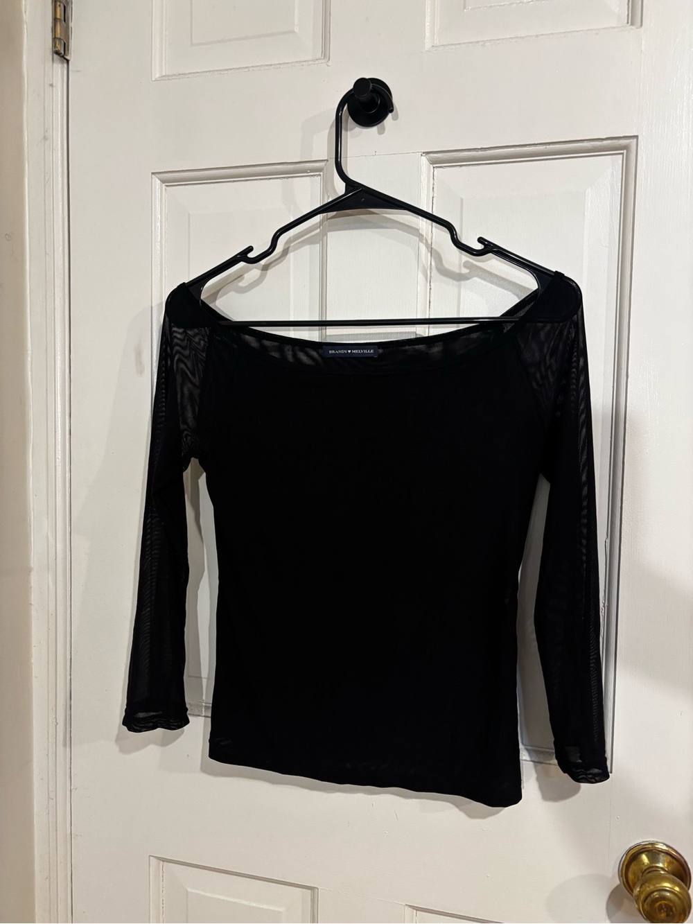Brandy Melville Black Long Sleeve Mesh Top